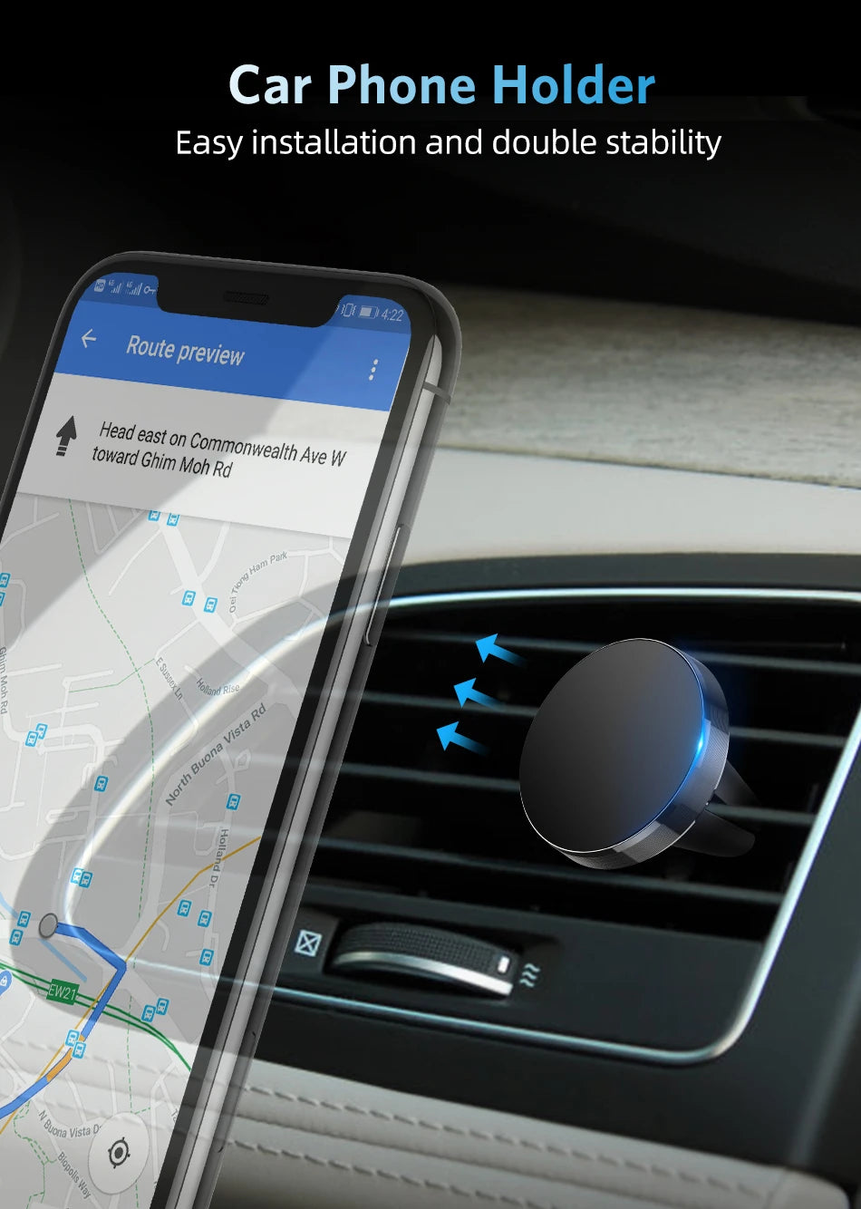 Support Téléphone Magnétique Voiture - Ultra Puissant & Compact