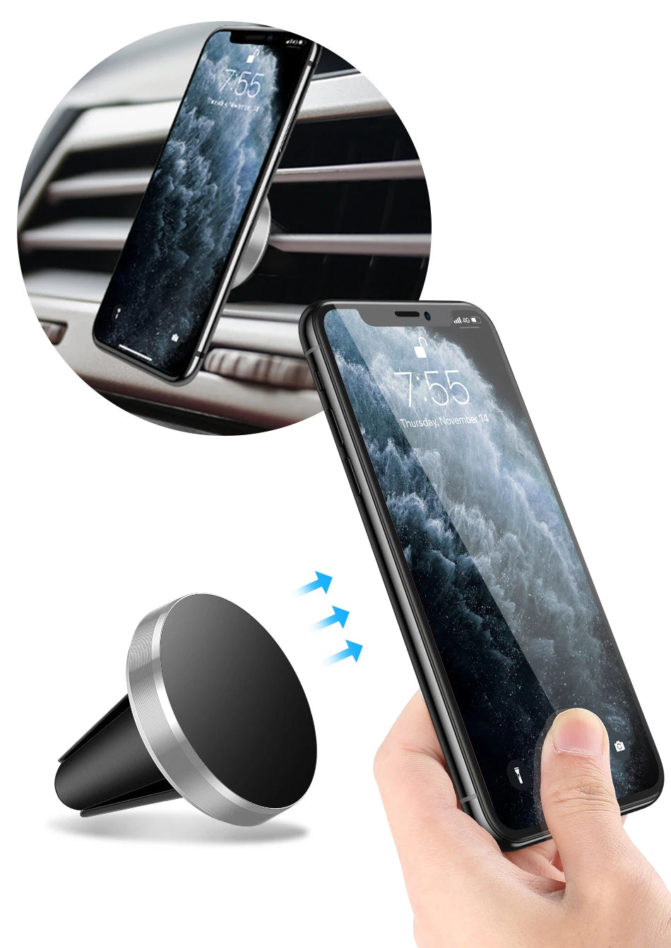 Support Téléphone Magnétique Voiture - Ultra Puissant & Compact
