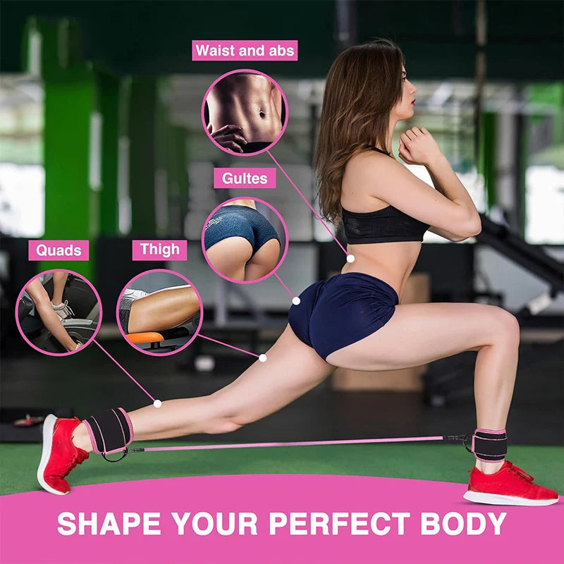 Bandes de Résistance avec Sangles de Cheville – Fitness, Yoga, Entraînement Fessiers et Jambes