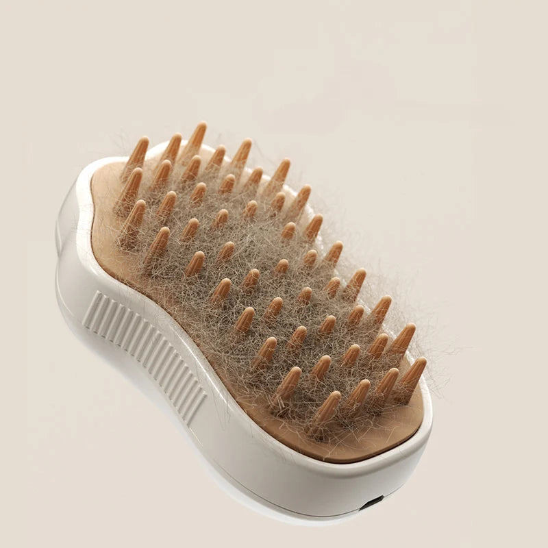 Brosse Vapeur 3-en-1 pour Animaux – Massage, Démêlage & Épilation | Recharge USB & Pulvérisation Vapeur Douce
