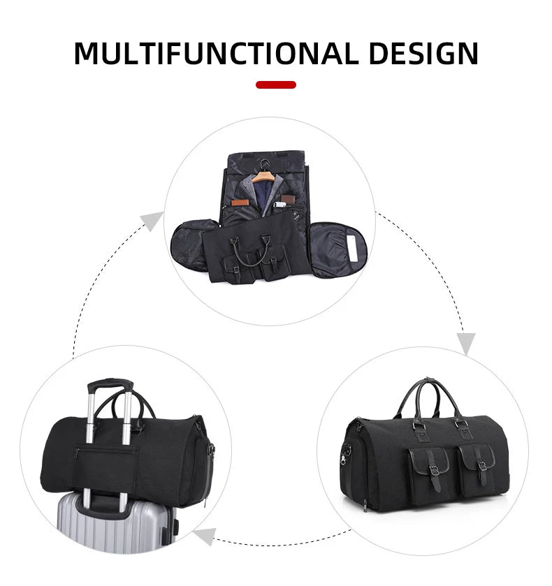 Sac de Voyage 3-en-1 avec Rangement Pliable – Idéal pour les Déplacements, le Sport et les Affaires