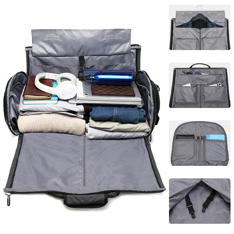 Sac de Voyage 3-en-1 avec Rangement Pliable – Idéal pour les Déplacements, le Sport et les Affaires