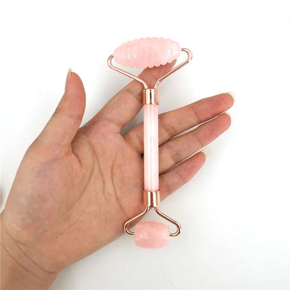 Set de Massage Visage en Quartz Rose – Rouleaux & Gua Sha Antirides