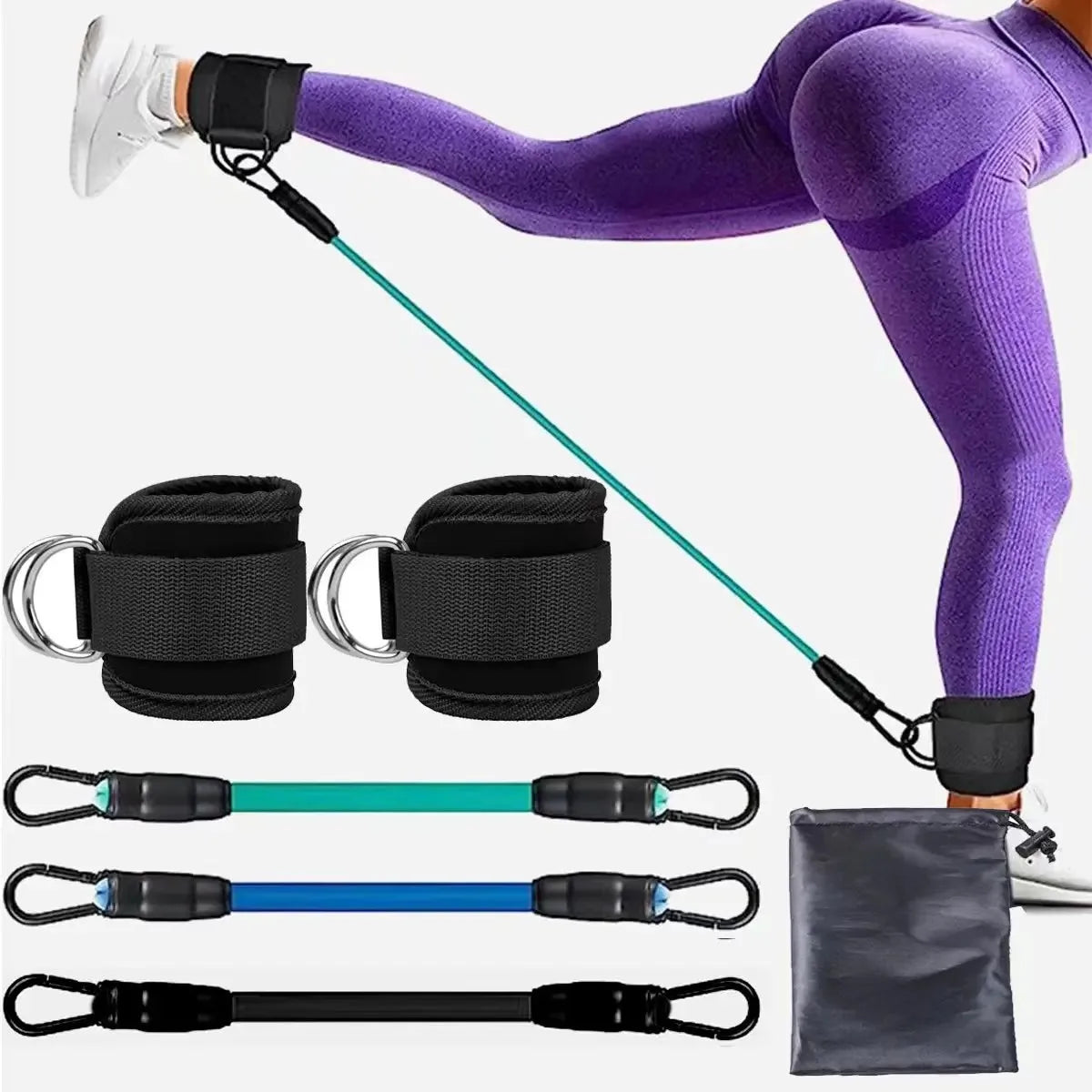 Bandes de Résistance avec Sangles de Cheville – Fitness, Yoga, Entraînement Fessiers et Jambes