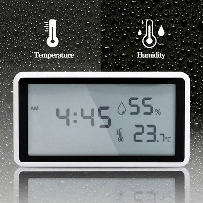 Thermomètre Hygromètre Digital – Horloge, Température & Humidité Intérieures – Écran LCD Grand Format