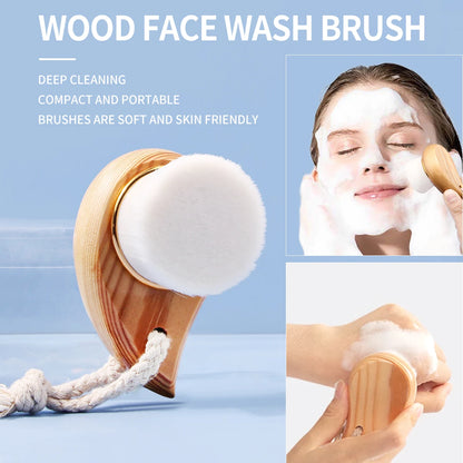 Brosse Nettoyante Visage en Bois – Douceur, Démaquillage & Nettoyage Profond