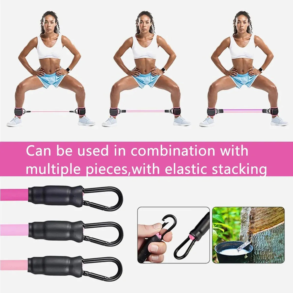 Bandes de Résistance avec Sangles de Cheville – Fitness, Yoga, Entraînement Fessiers et Jambes
