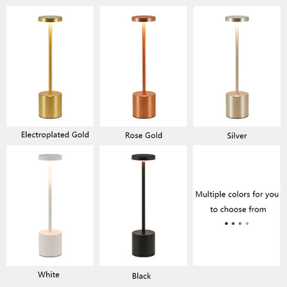 Lampe de Table LED Tactile – Rechargeable, 3 Couleurs, Design Métal Élégant – Ambiance, Chevet, Camping. Illuminez votre quotidien avec style et simplicité.