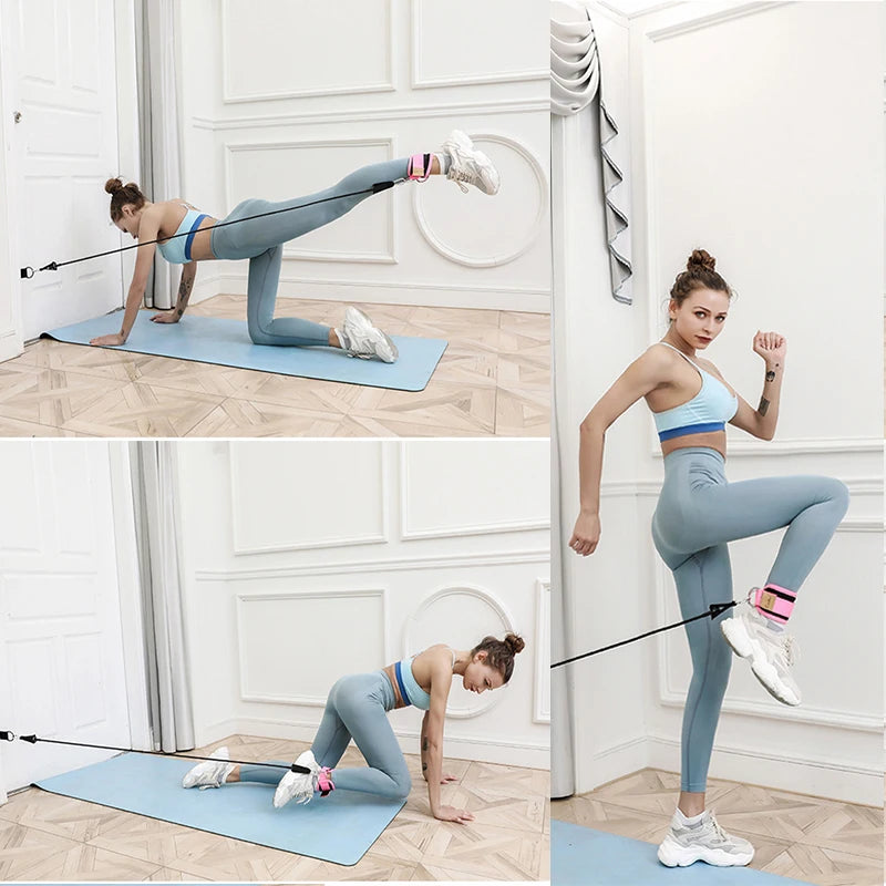 Bandes de Résistance avec Sangles de Cheville – Fitness, Yoga, Entraînement Fessiers et Jambes