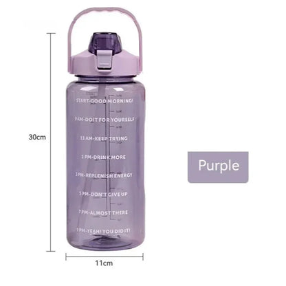Gourde Sport 2L avec Paille – Bouteille d’Eau Grande Capacité avec Marqueur de Temps, Étanche et Réutilisable