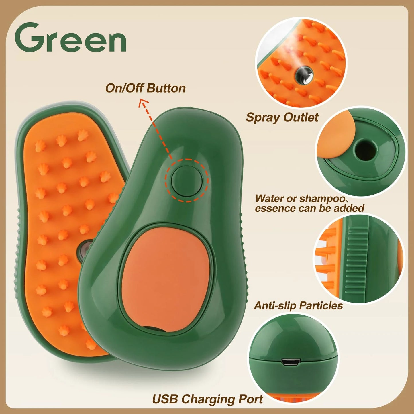 Brosse Vapeur 3-en-1 pour Animaux – Massage, Démêlage & Épilation | Recharge USB & Pulvérisation Vapeur Douce