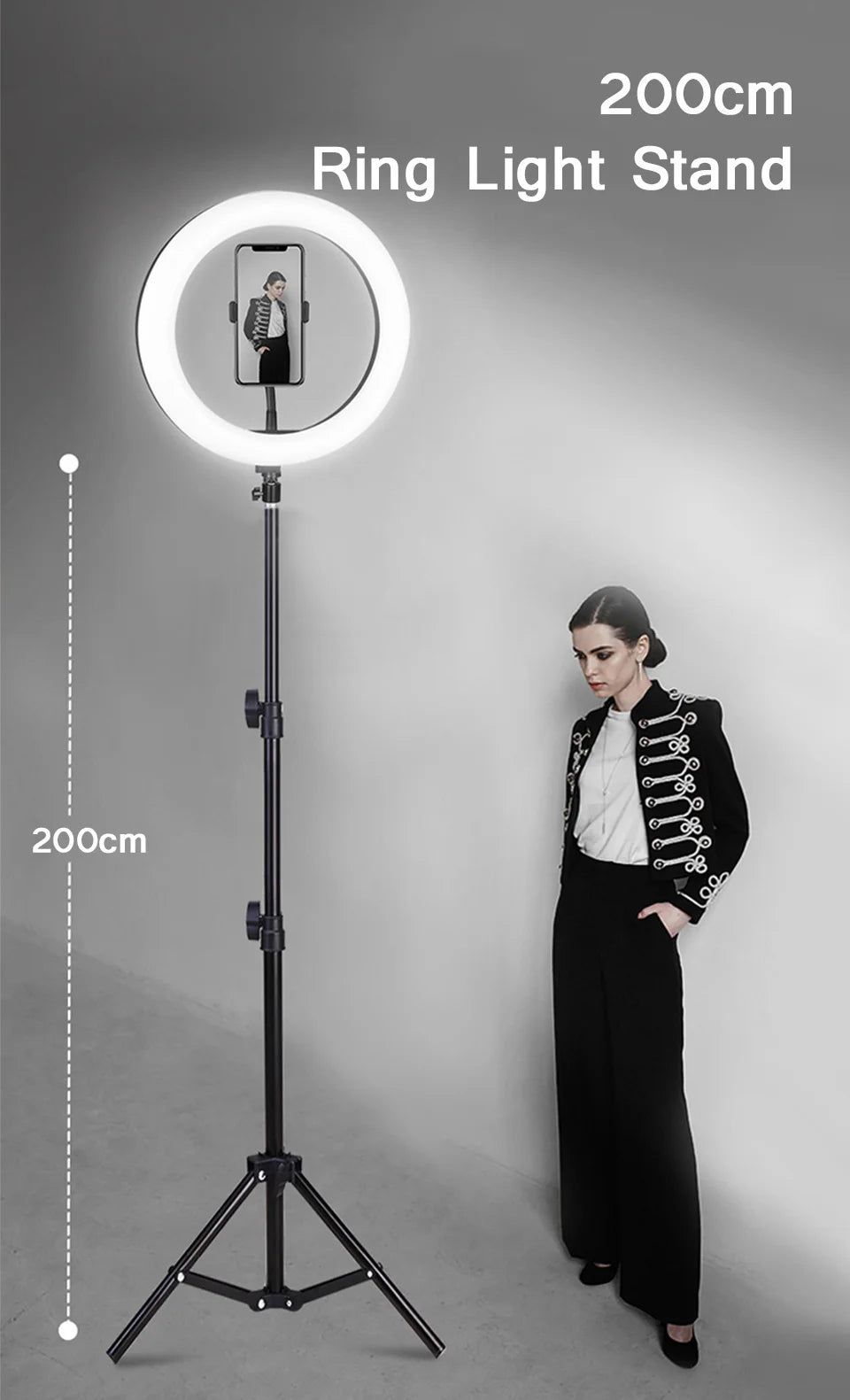 Anneau Lumineux LED 26 cm avec Trépied 200 cm – Éclairage Photo/Vidéo, 3 Modes, Télécommande