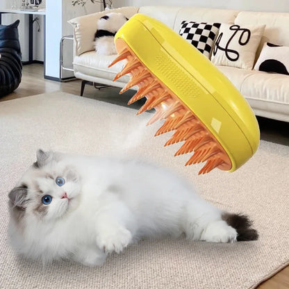 Brosse Vapeur 3-en-1 pour Animaux – Massage, Démêlage & Épilation | Recharge USB & Pulvérisation Vapeur Douce