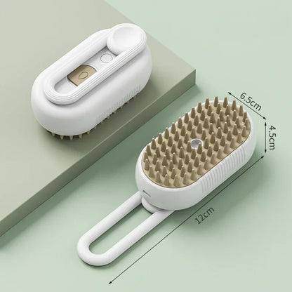Brosse Vapeur 3-en-1 pour Animaux – Massage, Démêlage & Épilation | Recharge USB & Pulvérisation Vapeur Douce