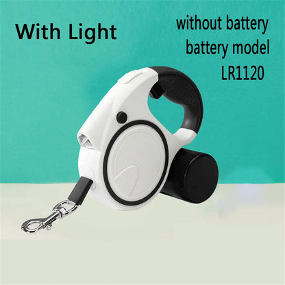 Laisse rétractable 5M pour chien avec LED et distributeur de sacs – Sécurité & confort de promenade