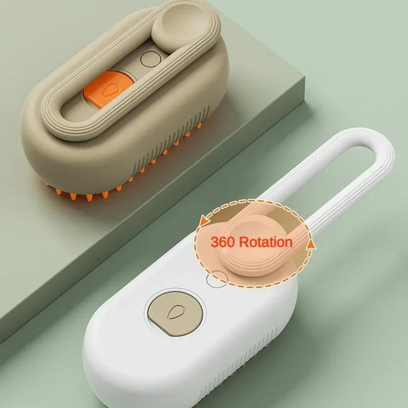 Brosse Vapeur 3-en-1 pour Animaux – Massage, Démêlage & Épilation | Recharge USB & Pulvérisation Vapeur Douce