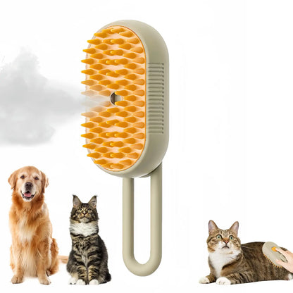 Brosse Vapeur 3-en-1 pour Animaux – Massage, Démêlage & Épilation | Recharge USB & Pulvérisation Vapeur Douce
