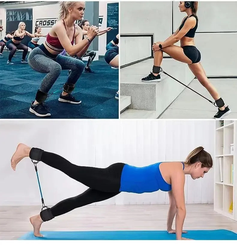Bandes de Résistance avec Sangles de Cheville – Fitness, Yoga, Entraînement Fessiers et Jambes