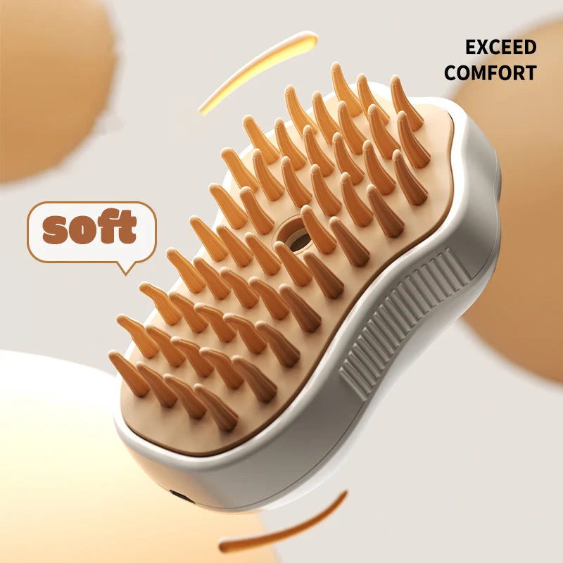 Brosse Vapeur 3-en-1 pour Animaux – Massage, Démêlage & Épilation | Recharge USB & Pulvérisation Vapeur Douce