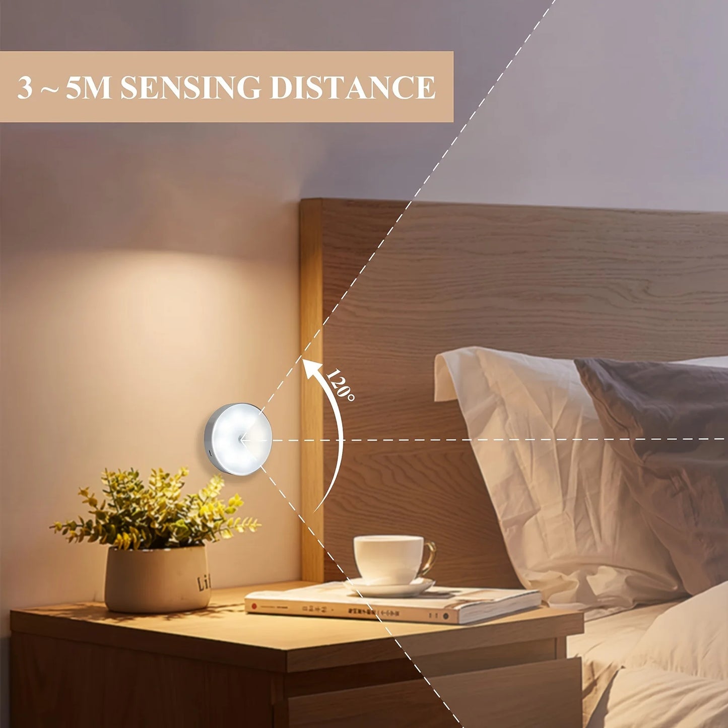 Veilleuse LED Sans Fil – Détecteur de Mouvement | Rechargeable USB | Lumière Nocturne Intelligente pour Chambre, Escaliers, Placard