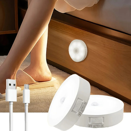 Veilleuse LED Sans Fil – Détecteur de Mouvement | Rechargeable USB | Lumière Nocturne Intelligente pour Chambre, Escaliers, Placard