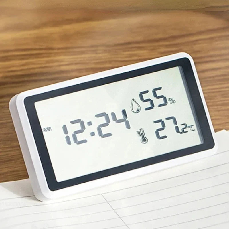 Thermomètre Hygromètre Digital – Horloge, Température & Humidité Intérieures – Écran LCD Grand Format