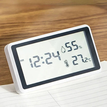Thermomètre Hygromètre Digital – Horloge, Température & Humidité Intérieures – Écran LCD Grand Format