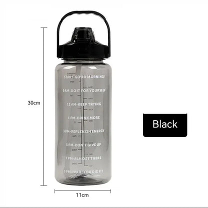 Gourde Sport 2L avec Paille – Bouteille d’Eau Grande Capacité avec Marqueur de Temps, Étanche et Réutilisable