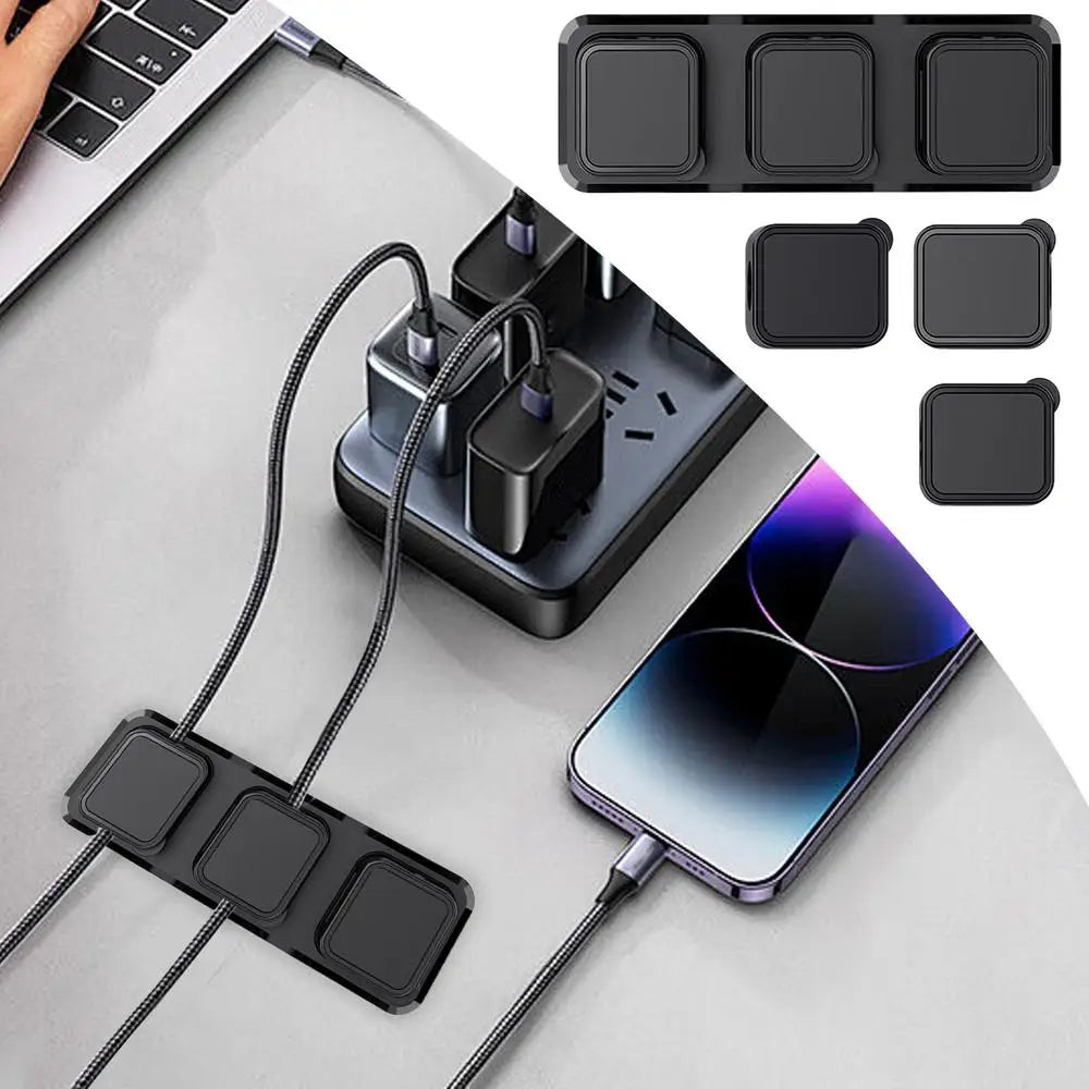 🧲 Organiseur de Câbles Magnétique – Fixation Adhésive & Clips Aimantés