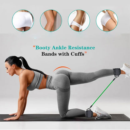 Bandes de Résistance avec Sangles de Cheville – Fitness, Yoga, Entraînement Fessiers et Jambes