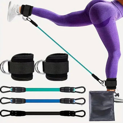 Bandes de Résistance avec Sangles de Cheville – Fitness, Yoga, Entraînement Fessiers et Jambes
