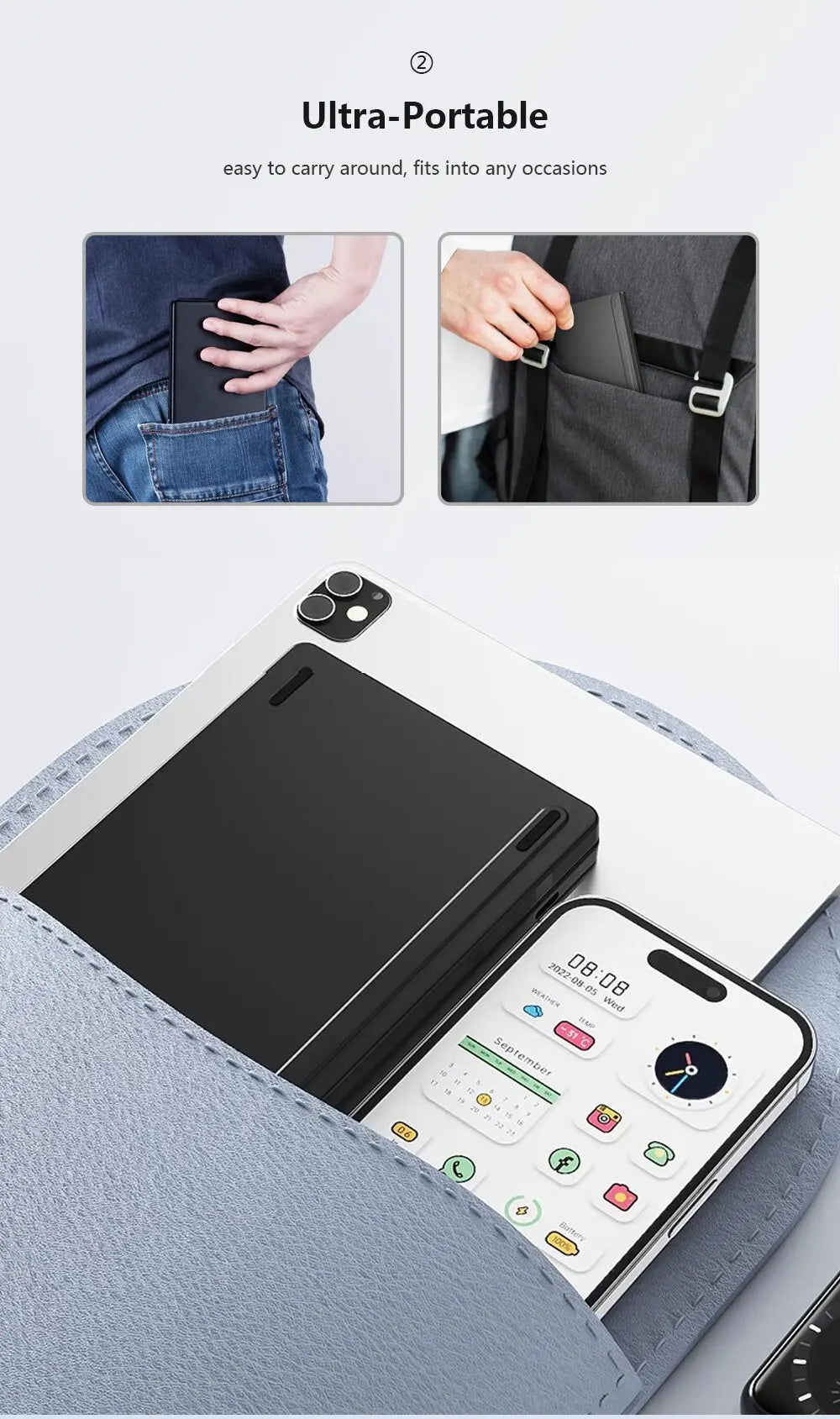 Clavier Pliable Sans Fil Bluetooth – Ultra Compact & Rechargeable pour Windows, Android & iOS