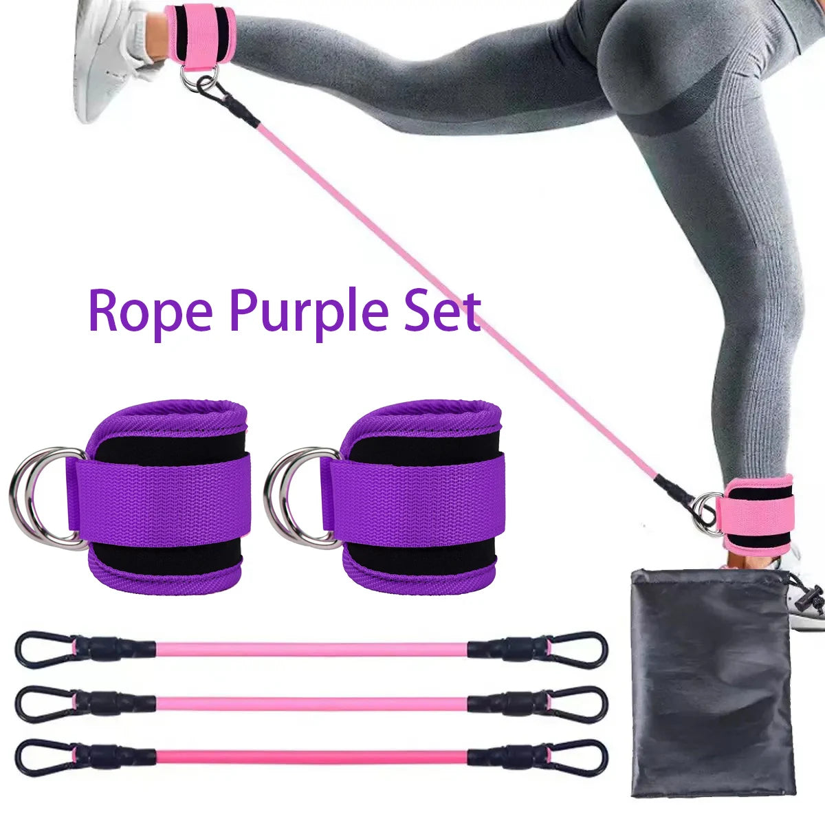 Bandes de Résistance avec Sangles de Cheville – Fitness, Yoga, Entraînement Fessiers et Jambes