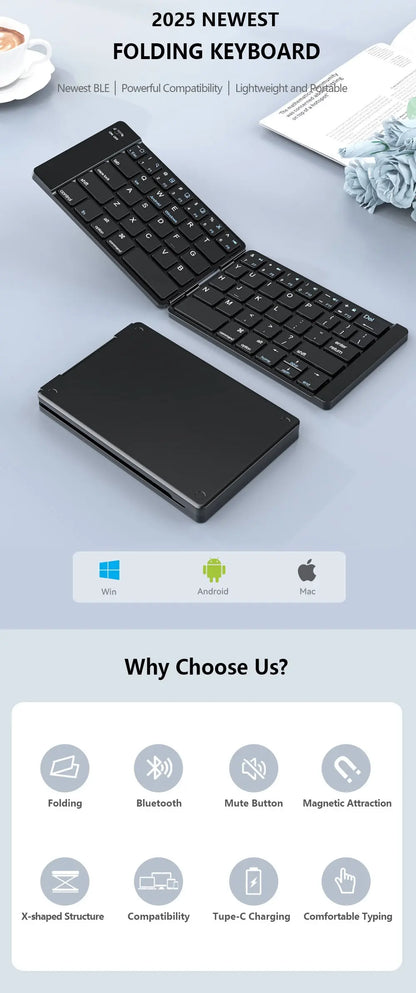 Clavier Pliable Sans Fil Bluetooth – Ultra Compact & Rechargeable pour Windows, Android & iOS