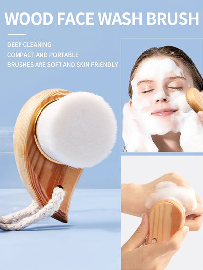 Brosse Nettoyante Visage en Bois – Douceur, Démaquillage & Nettoyage Profond