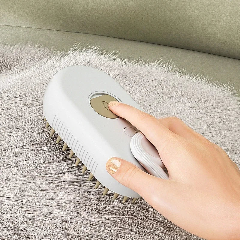 Brosse Vapeur 3-en-1 pour Animaux – Massage, Démêlage & Épilation | Recharge USB & Pulvérisation Vapeur Douce