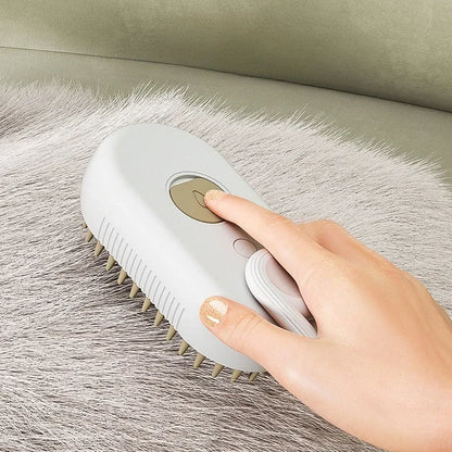 Brosse Vapeur 3-en-1 pour Animaux – Massage, Démêlage & Épilation | Recharge USB & Pulvérisation Vapeur Douce