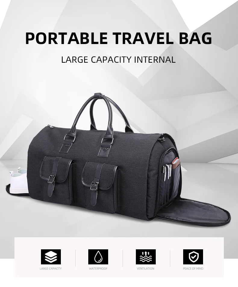 Sac de Voyage 3-en-1 avec Rangement Pliable – Idéal pour les Déplacements, le Sport et les Affaires