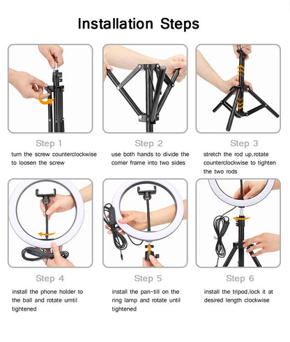 Anneau Lumineux LED 26 cm avec Trépied 200 cm – Éclairage Photo/Vidéo, 3 Modes, Télécommande