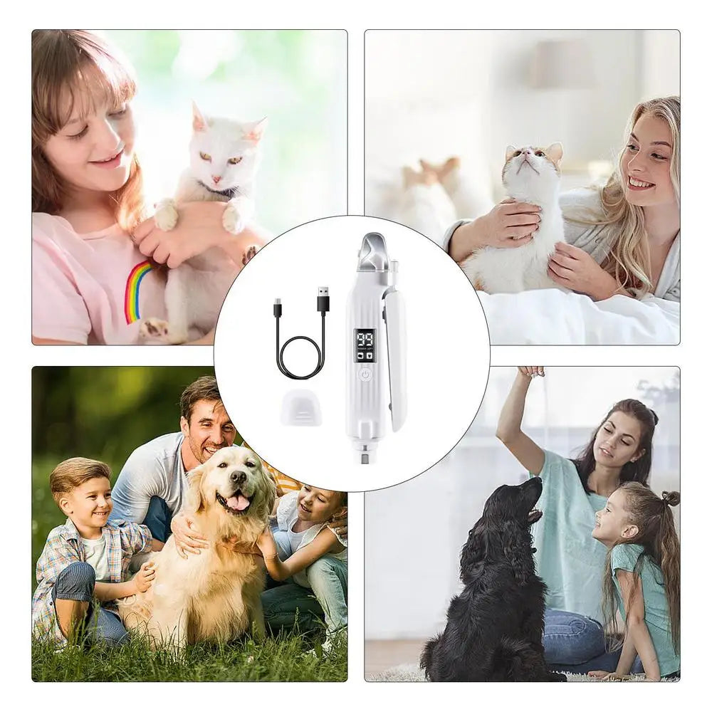 🐾 Coupe-Griffes Électrique 2-en-1 – Lime & Lumière LED Intégrée