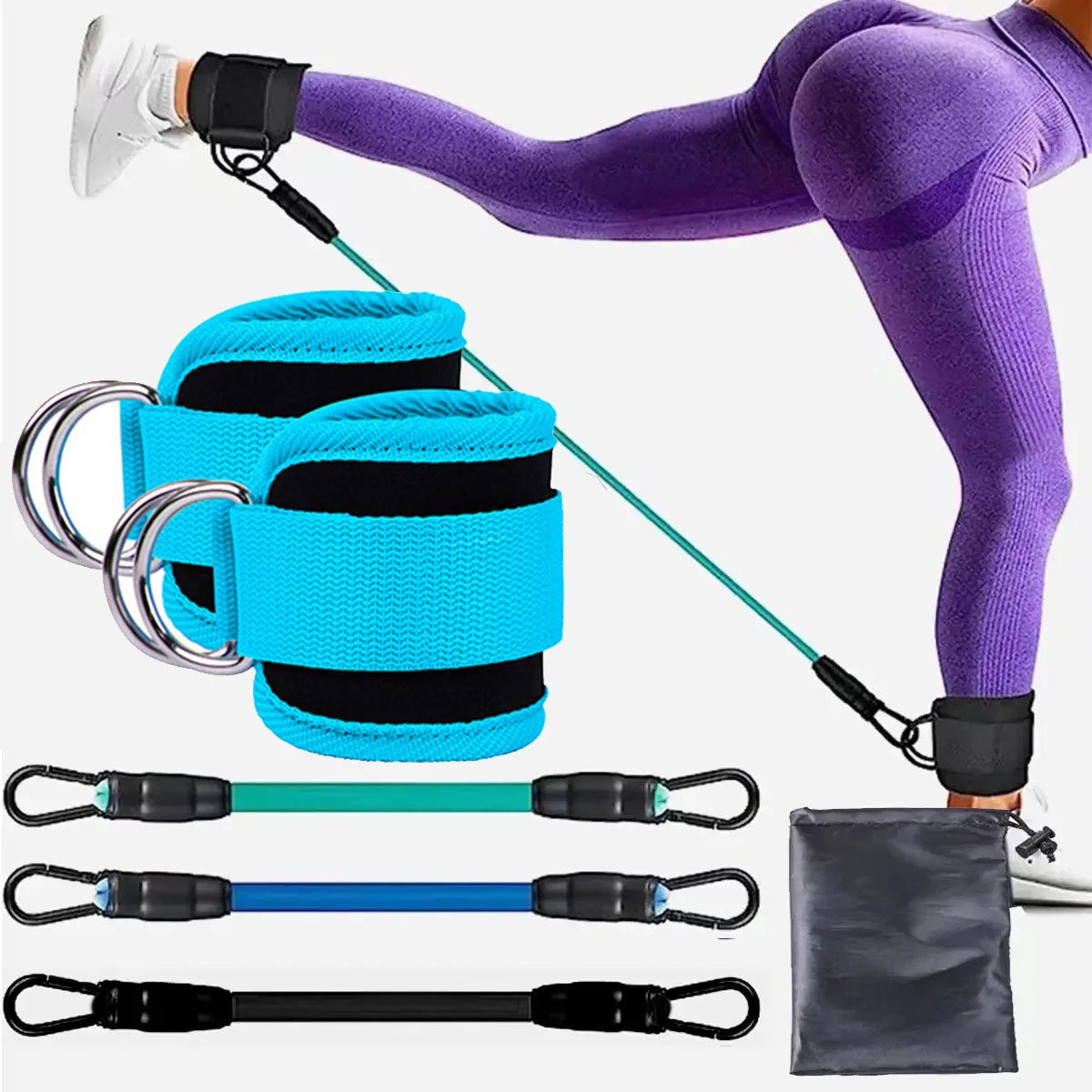 Bandes de Résistance avec Sangles de Cheville – Fitness, Yoga, Entraînement Fessiers et Jambes