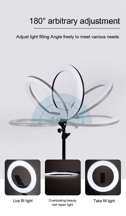 Anneau Lumineux LED 26 cm avec Trépied 200 cm – Éclairage Photo/Vidéo, 3 Modes, Télécommande