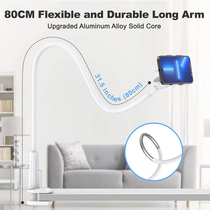 Support Téléphone Flexible 80 cm – Bras Long, Rotation 360°, Fixation Universelle