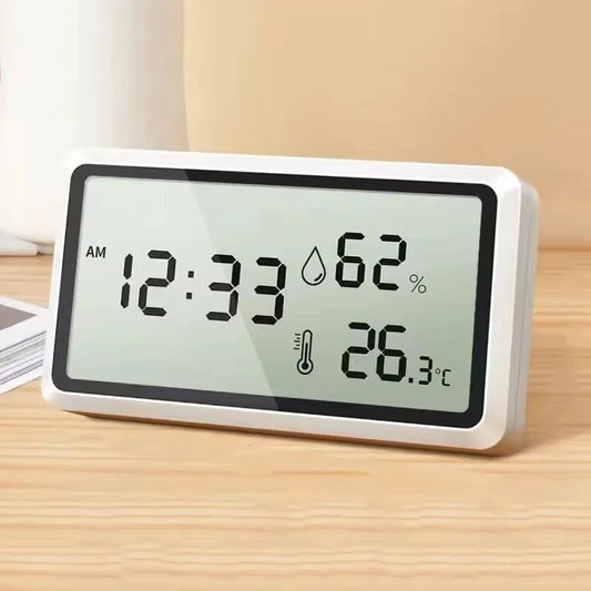 Thermomètre Hygromètre Digital – Horloge, Température & Humidité Intérieures – Écran LCD Grand Format