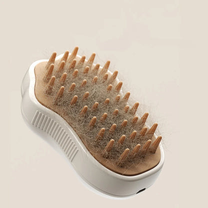 Brosse Vapeur 3-en-1 pour Animaux – Massage, Démêlage & Épilation | Recharge USB & Pulvérisation Vapeur Douce