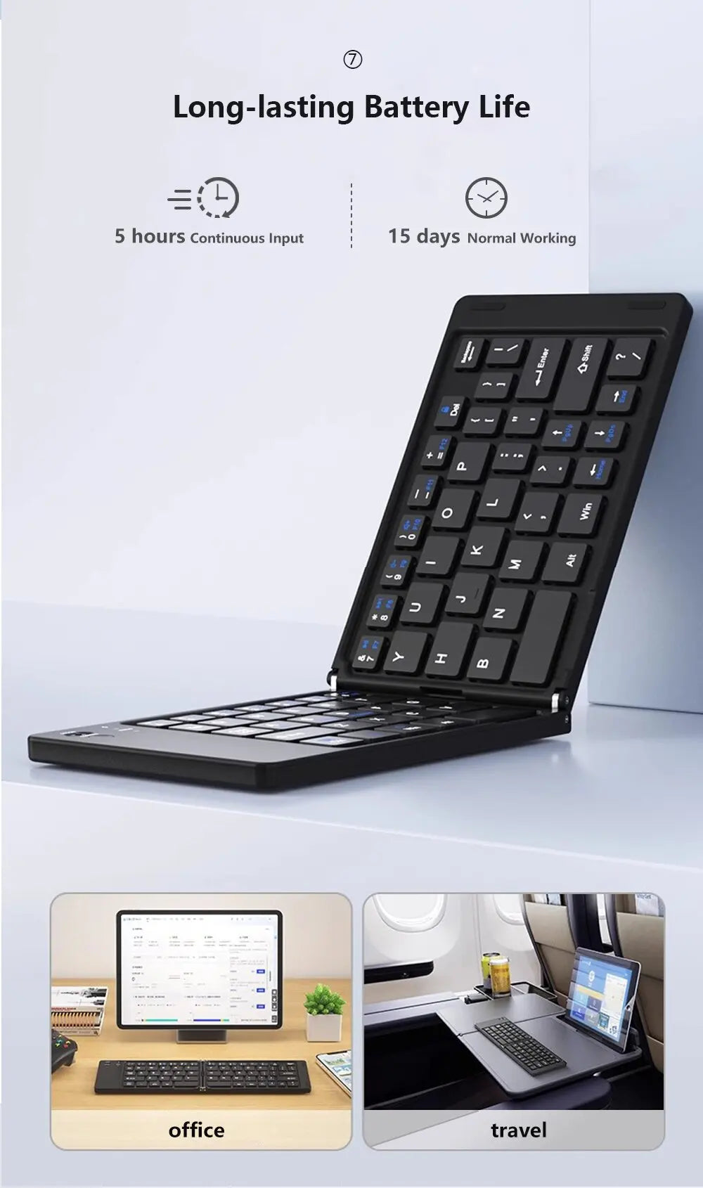 Clavier Pliable Sans Fil Bluetooth – Ultra Compact & Rechargeable pour Windows, Android & iOS