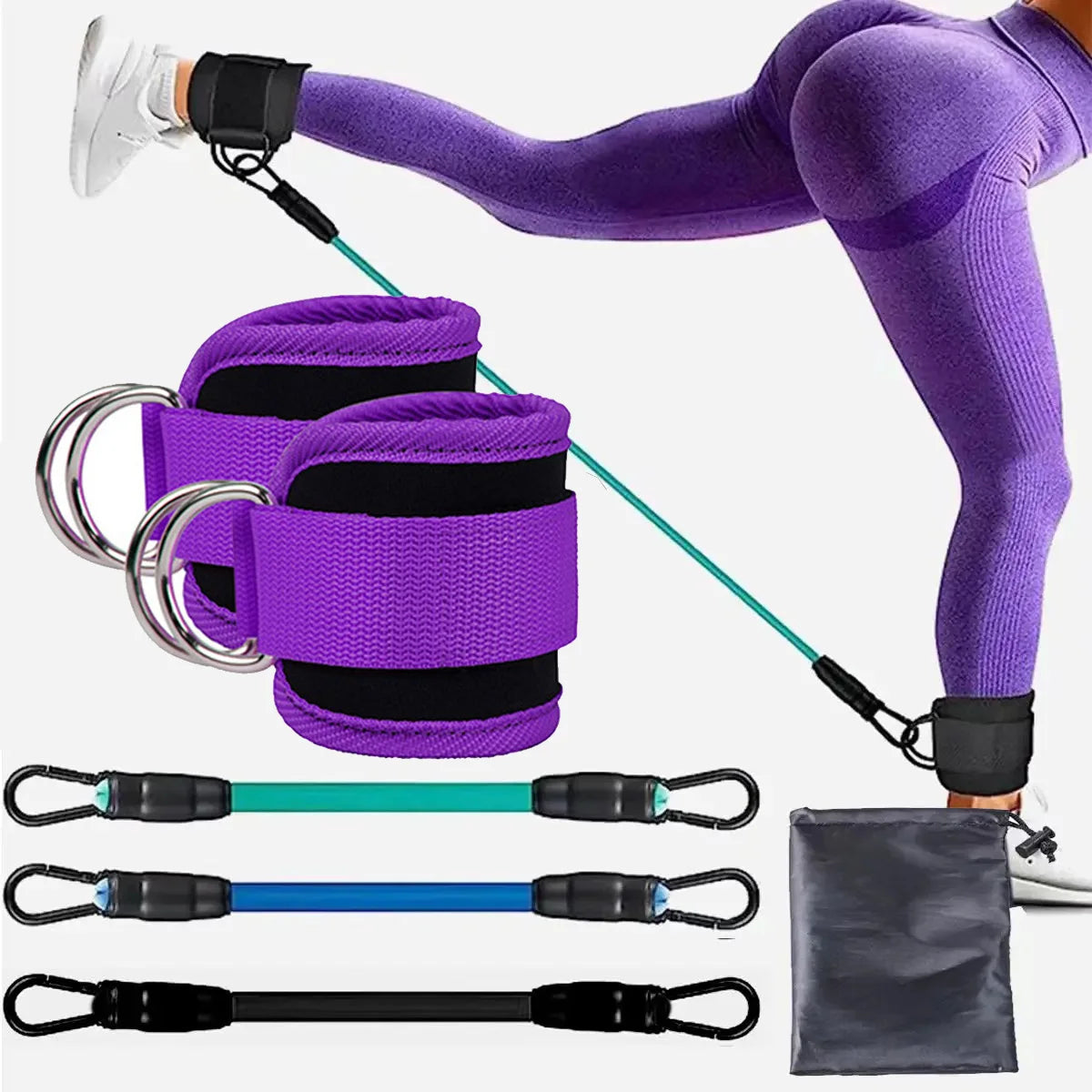 Bandes de Résistance avec Sangles de Cheville – Fitness, Yoga, Entraînement Fessiers et Jambes