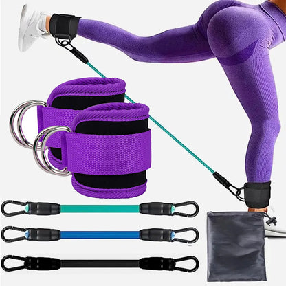 Bandes de Résistance avec Sangles de Cheville – Fitness, Yoga, Entraînement Fessiers et Jambes