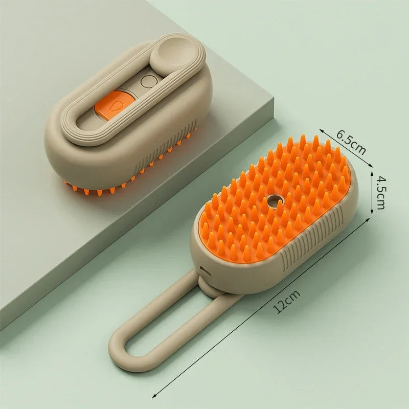 Brosse Vapeur 3-en-1 pour Animaux – Massage, Démêlage & Épilation | Recharge USB & Pulvérisation Vapeur Douce