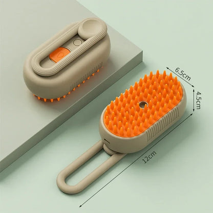 Brosse Vapeur 3-en-1 pour Animaux – Massage, Démêlage & Épilation | Recharge USB & Pulvérisation Vapeur Douce